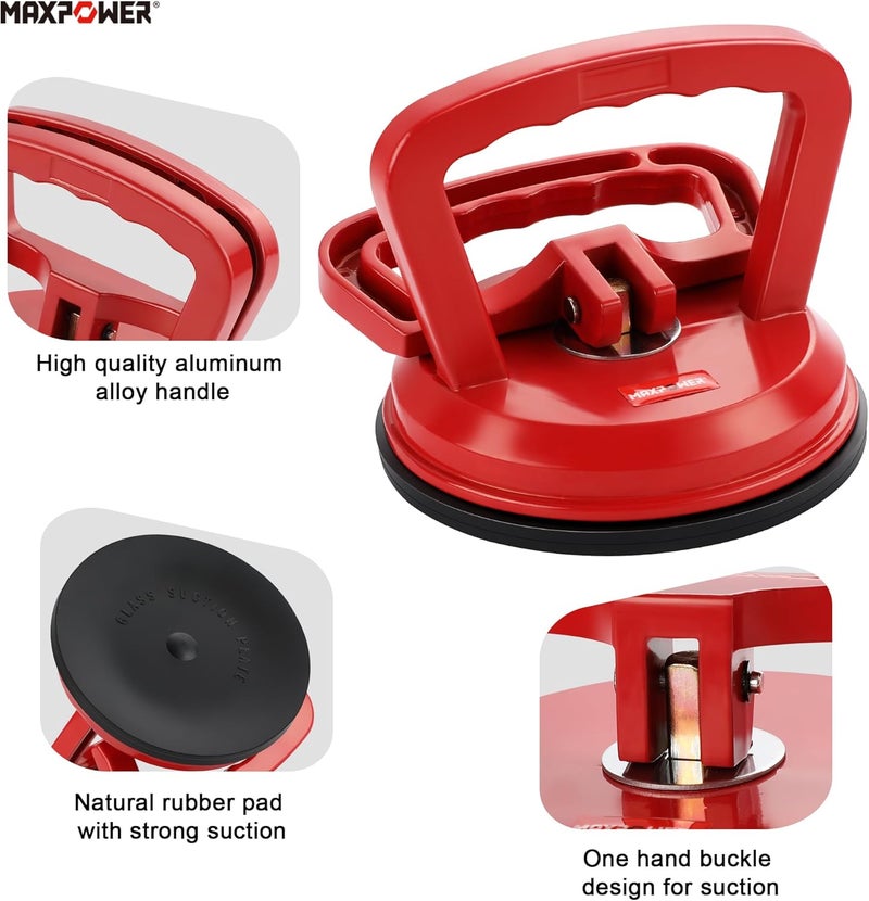 Max Power Glass Suction Cup, Aluminum Vacuum Suction Cup Lifter for Replace Windshield Tile Marble Floor, 110 Lbs Load Capacity, 4.7" Suction Pad - Image 3
